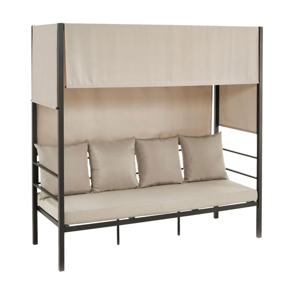 SKY Καναπές - Κρεβάτι Κήπου Εξωτερικού Χώρου, Μέταλλο Βαφή Ανθρακί, Ύφασμα Εκρού - Image 2
