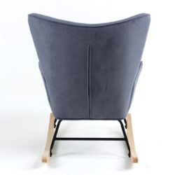 ALMA Rocking Πολυθρόνα Μπερζέρα Καθιστικού, Ύφασμα Velure Μπλε, Βάση Μαύρο-Φυσικό - Image 4