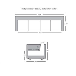 DARBY Kαναπές Σαλονιού - Καθιστικού 4Θέσιος, Ύφασμα Nabuk Σκούρο Γκρι - Image 3