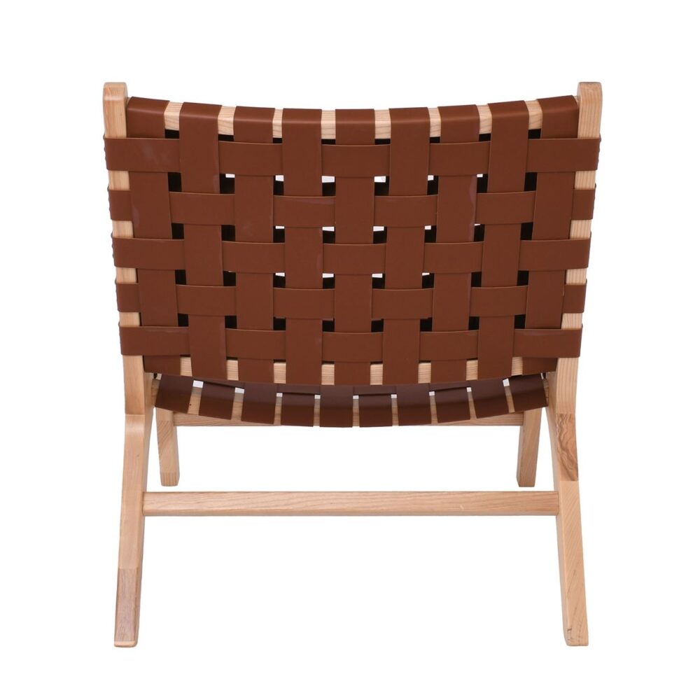 DUNE MAX Lounge Καρέκλα, Ξύλο Απόχρωση Φυσικό, Κάθισμα-Πλάτη Ιμάντες Pu Καφέ - Image 5