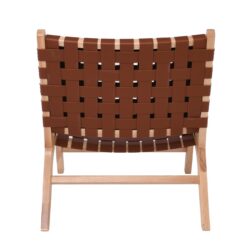 DUNE MAX Lounge Καρέκλα, Ξύλο Απόχρωση Φυσικό, Κάθισμα-Πλάτη Ιμάντες Pu Καφέ - Image 5