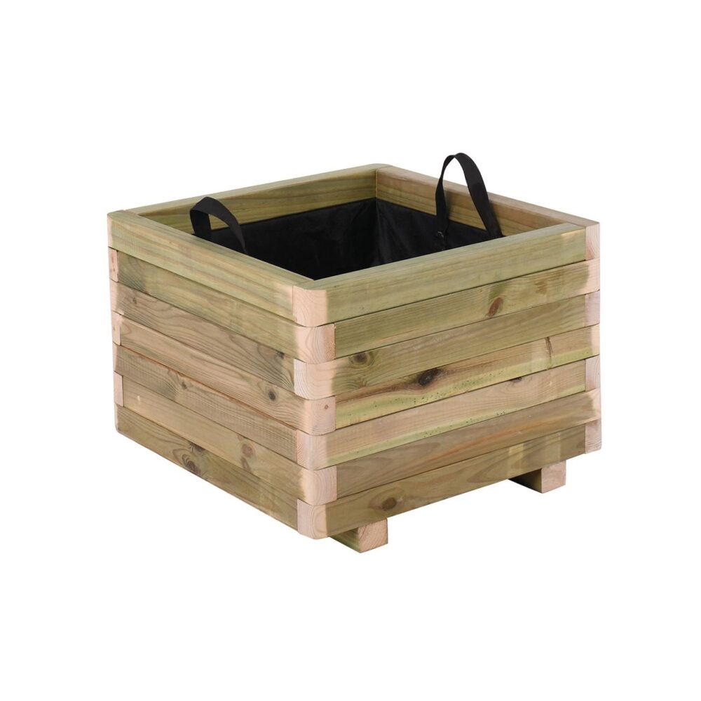FLOWER POT WOOD Γλάστρα, Εμποτισμού Pine, Απόχρωση Φυσικό, 50x50x36cm - Image 2