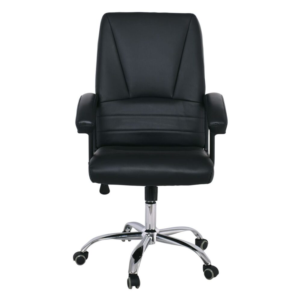 BF6350 Πολυθρόνα Διευθυντή Μέταλλο Χρώμιο, PU Μαύρο - Image 3