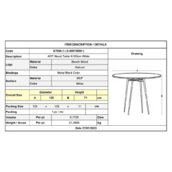 ART Wood Τραπέζι Ροτόντα Τραπεζαρίας-Κουζίνας, Πόδια Οξιά Φυσικό, Επιφ.MDF Άσπρο - Image 3