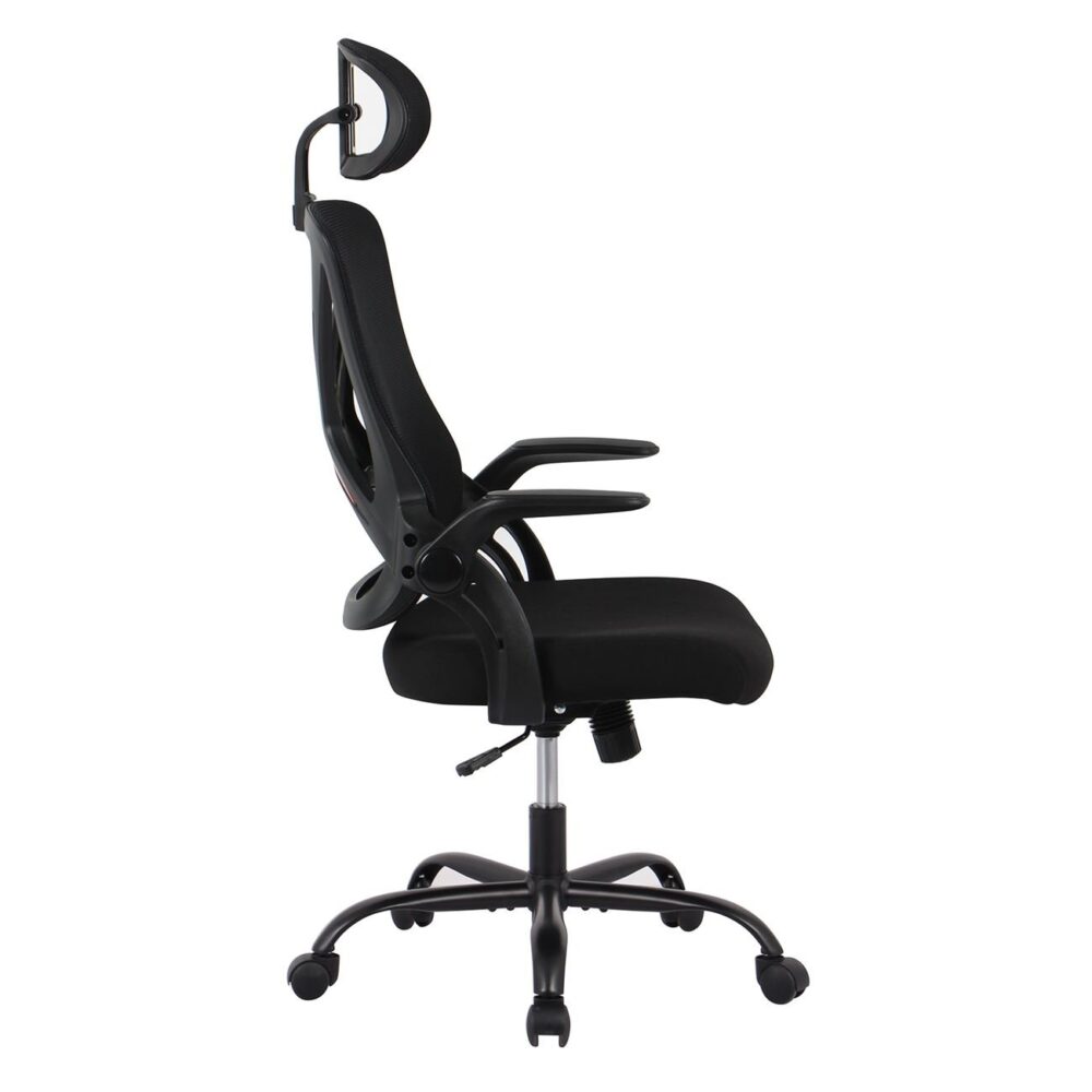 BF2040 Πολυθρόνα Γραφείου Διευθυντή - Ύφασμα & Mesh Μαύρο, Μεταλλική KD βάση - Image 3