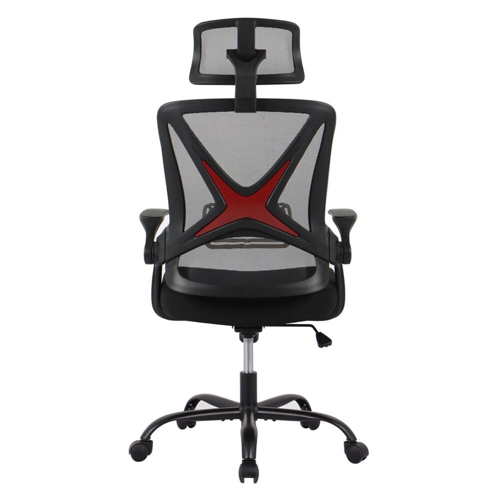 BF2040 Πολυθρόνα Γραφείου Διευθυντή - Ύφασμα & Mesh Μαύρο, Μεταλλική KD βάση - Image 4