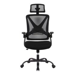 BF2040 Πολυθρόνα Γραφείου Διευθυντή - Ύφασμα & Mesh Μαύρο, Μεταλλική KD βάση - Image 5