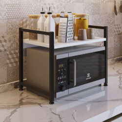 ΡΑΦΙ ΠΑΓΚΟΥ ΚΟΥΖΙΝΑΣ BECKO HM18219.01 ΜΕΛΑΜΙΝΗ ΣΕ ΛΕΥΚΟ-ΜΑΥΡΟ ΜΕΤΑΛΛΟ 53x35x41Υεκ. - Image 4