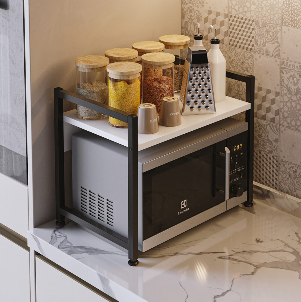 ΡΑΦΙ ΠΑΓΚΟΥ ΚΟΥΖΙΝΑΣ BECKO HM18219.01 ΜΕΛΑΜΙΝΗ ΣΕ ΛΕΥΚΟ-ΜΑΥΡΟ ΜΕΤΑΛΛΟ 53x35x41Υεκ. - Image 5