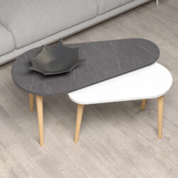 ΣΕΤ 2ΤΜΧ ΤΡΑΠΕΖΙΑ ΣΑΛΟΝΙΟΥ APRILIA HM18179.01 ΜΕΛΑΜΙΝΗ ΑΝΘΡΑΚΙ-ΛΕΥΚΟ 95x47x47Υεκ - Image 3