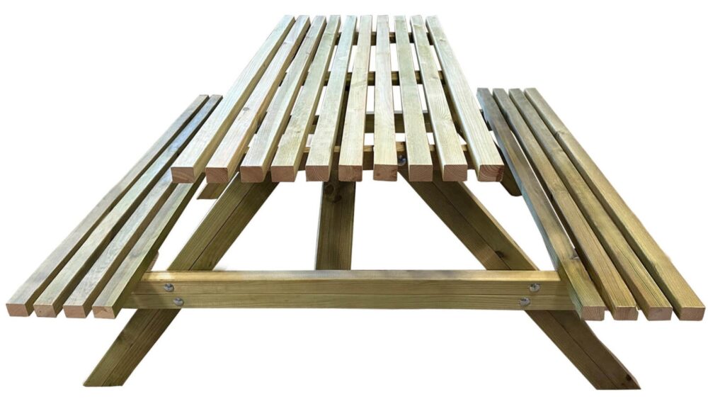 ΤΕ-800 τραπέζι ΠΙΚ ΝΙΚ με πάγκους ξύλινο ΕΜΠΟΤΙΣΜΟΥ ΦΥΣΙΚΟ, 150x150xH75 - Image 2