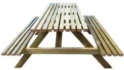 ΤΕ-800 τραπέζι ΠΙΚ ΝΙΚ με πάγκους ξύλινο ΕΜΠΟΤΙΣΜΟΥ ΦΥΣΙΚΟ, 150x150xH75 - Image 2