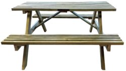 ΤΕ-800 τραπέζι ΠΙΚ ΝΙΚ με πάγκους ξύλινο ΕΜΠΟΤΙΣΜΟΥ ΦΥΣΙΚΟ, 150x150xH75 - Image 3