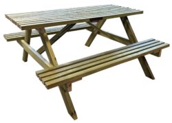 ΤΕ-800 τραπέζι ΠΙΚ ΝΙΚ με πάγκους ξύλινο ΕΜΠΟΤΙΣΜΟΥ ΦΥΣΙΚΟ, 150x150xH75