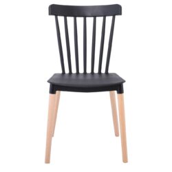 LINA Καρέκλα Τραπεζαρίας - Κουζίνας, PP Μαύρο, Πόδια Οξιά Φυσικό - Image 5