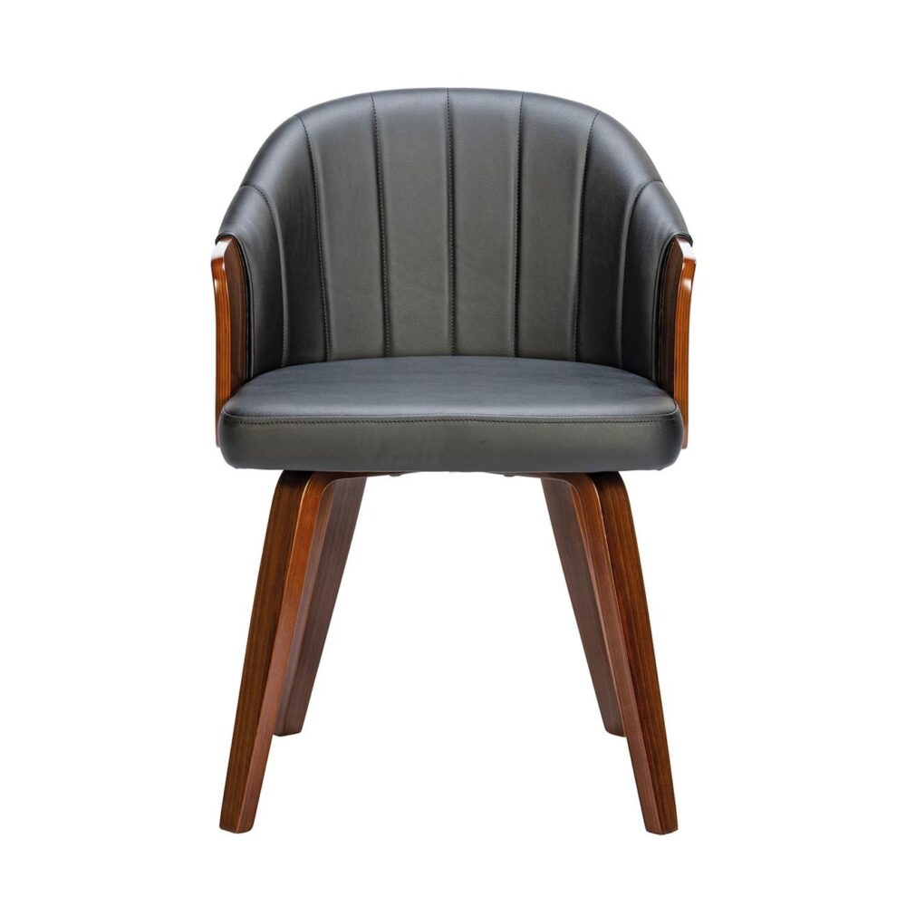 ENZO Πολυθρόνα Τραπεζαρίας Καρυδί, Pu Μαύρο - Image 4