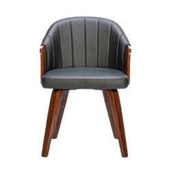 ENZO Πολυθρόνα Τραπεζαρίας Καρυδί, Pu Μαύρο - Image 4