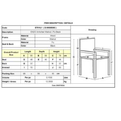 ENZO Πολυθρόνα Τραπεζαρίας Καρυδί, Pu Μαύρο - Image 5