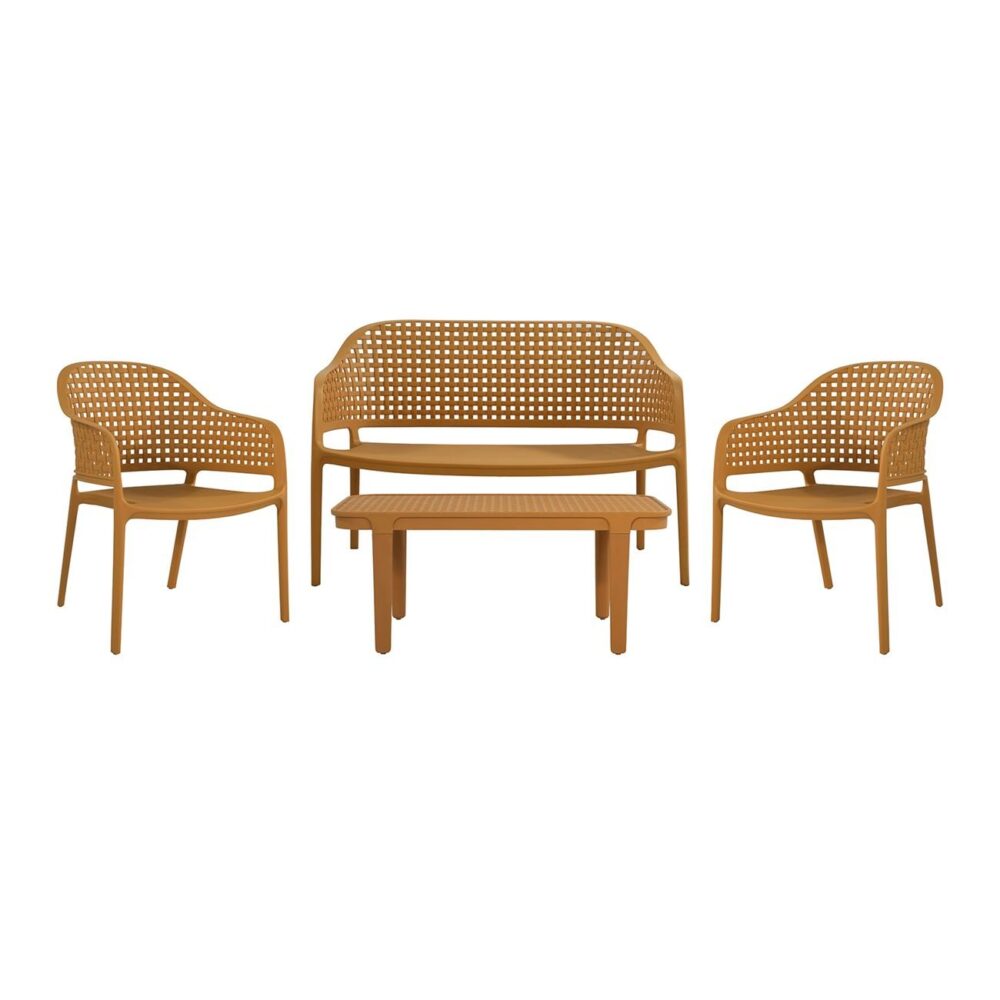 MALAGA Set Σαλόνι Κήπου PP-UV Κροκί: Καναπές + 2 Πολυθρόνες + Τραπεζάκι - Image 2