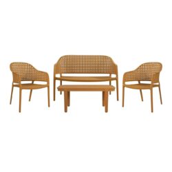 MALAGA Set Σαλόνι Κήπου PP-UV Κροκί: Καναπές + 2 Πολυθρόνες + Τραπεζάκι - Image 2