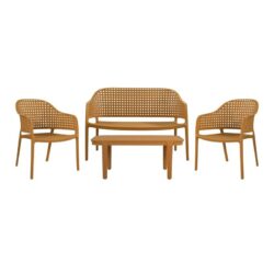 MALAGA Set Σαλόνι Κήπου PP-UV Κροκί: Καναπές + 2 Πολυθρόνες + Τραπεζάκι