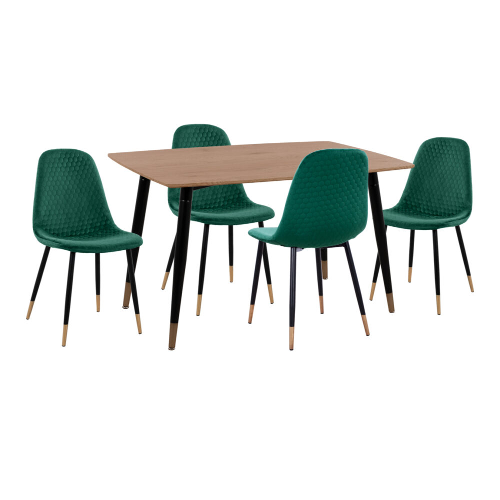 ΣΕΤ ΤΡΑΠΕΖΑΡΙΑΣ 5ΤΜΧ ALIZA HM11196.03 MDF TOP-ΒΕΛΟΥΔΟ ΚΥΠΑΡΙΣΣΙ & ΜΕΤΑΛΛΟ ΜΑΥΡΟ - Image 1