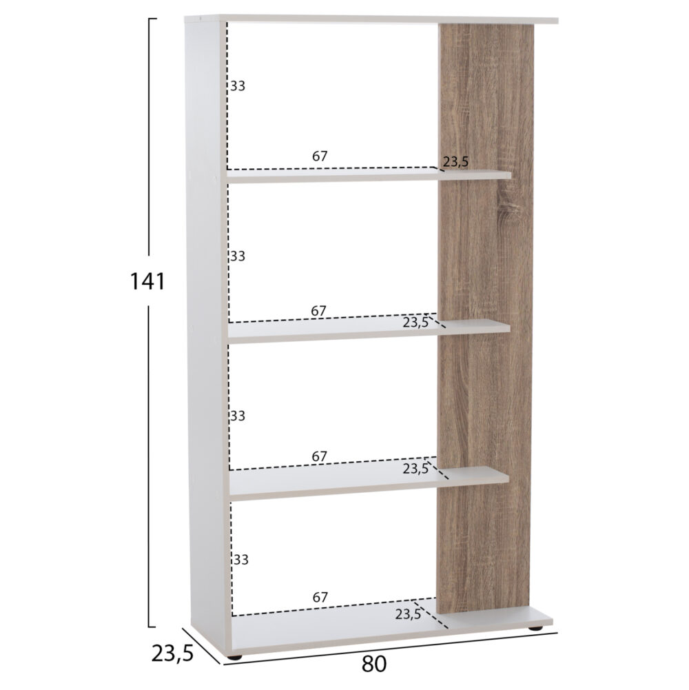 ΒΙΒΛΙΟΘΗΚΗ HARVEY HM8770 80X23X141 ΛΕΥΚΟ - Image 2