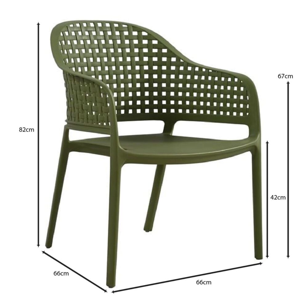 MALAGA Set Σαλόνι Κήπου PP-UV Πράσινο: Καναπές + 2 Πολυθρόνες + Τραπεζάκι - Image 7