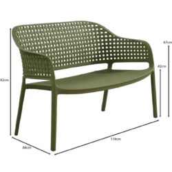 MALAGA Set Σαλόνι Κήπου PP-UV Πράσινο: Καναπές + 2 Πολυθρόνες + Τραπεζάκι - Image 8