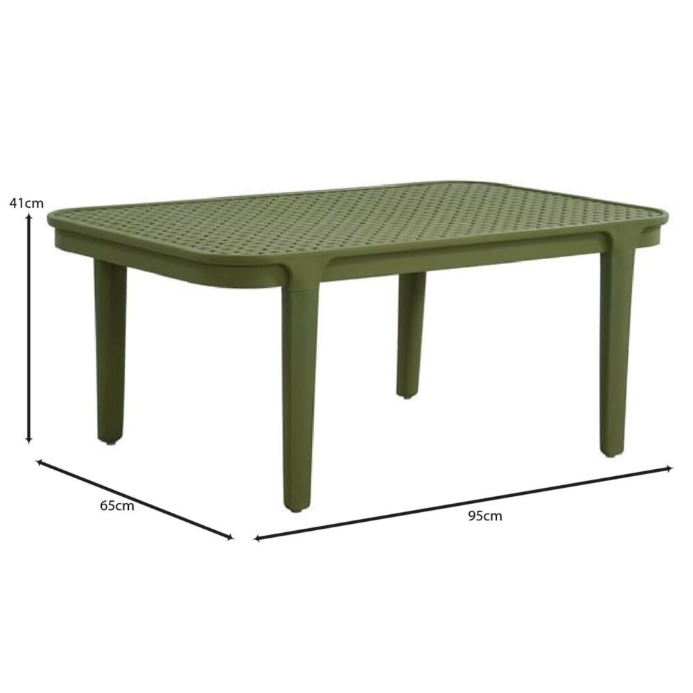 MALAGA Set Σαλόνι Κήπου PP-UV Πράσινο: Καναπές + 2 Πολυθρόνες + Τραπεζάκι - Image 9