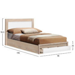 ΚΡΕΒΑΤΙ MELANY HM346 ΜΕ 1ΣΥΡΤΑΡΙ SONAMA-ΛΕΥΚΟ 90Χ190 - Image 3