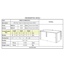 BRIO Slat Τραπέζι-Pro Κήπου - Βεράντας, Μέταλλο Βαφή Sandy Green 5635C - Image 3