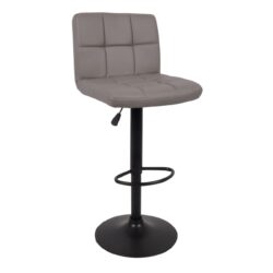 LINO Σκαμπό BAR με Πλάτη, Μέταλλο Μαύρο, PU Cappuccino, Ρύθμιση Ύψους, Περιστρεφόμενο - Image 2