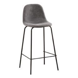 CELINA Σκαμπό BAR με Πλάτη, Μέταλλο Βαφή Μαύρο, Ύφασμα Suede Απόχρωση Ανθρακί - Image 2