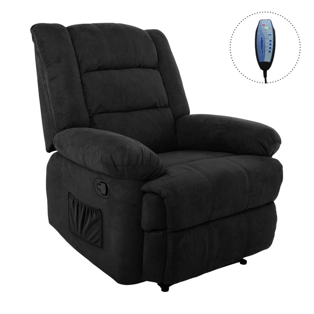 JULIA Massage Πολυθρόνα Relax Σαλονιού - Καθιστικού, Ύφασμα Μαύρο - Image 2