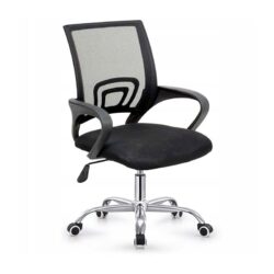 BF2101-W Πολυθρόνα Γραφείου χωρίς Ανάκλιση, Μέταλλο Χρώμιο Mesh Μαύρο