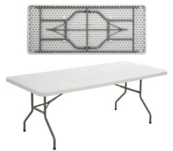 BLOW Τραπέζι Catering Πτυσσόμενο, Μέταλλο Βαφή Γκρι, HDPE Άσπρο 45mm