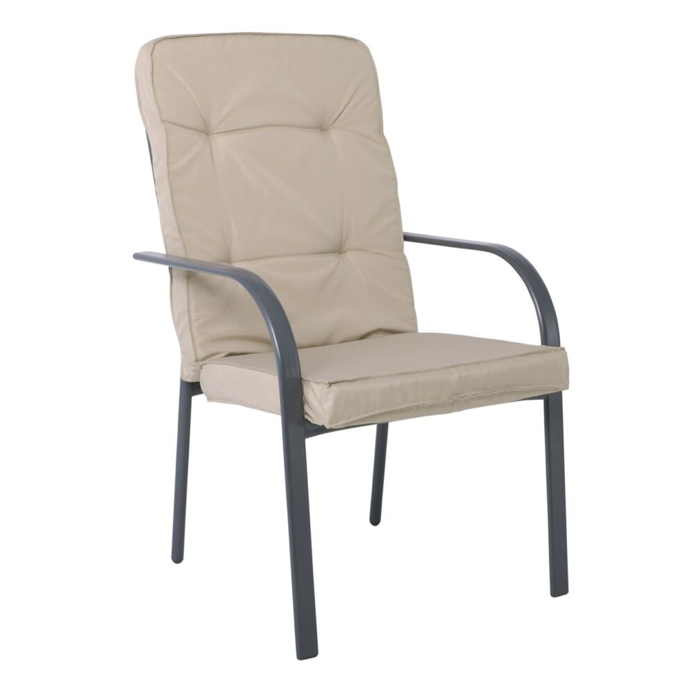 ASTOR Πολυθρόνα Κήπου - Βεράντας, Μέταλλο Βαφή Ανθρακί, Μαξιλάρι Μπεζ - Image 2