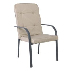 ASTOR Πολυθρόνα Κήπου - Βεράντας, Μέταλλο Βαφή Ανθρακί, Μαξιλάρι Μπεζ - Image 2