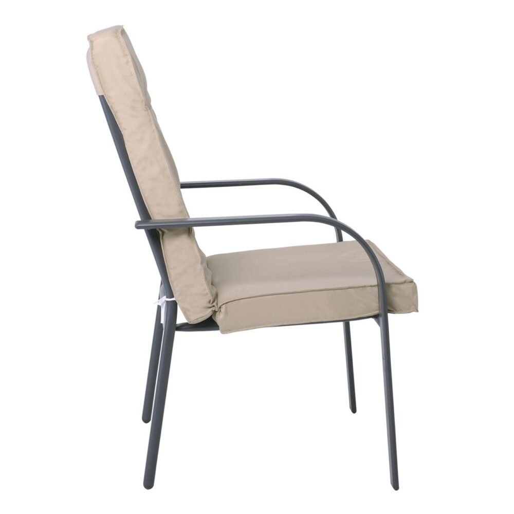 ASTOR Πολυθρόνα Κήπου - Βεράντας, Μέταλλο Βαφή Ανθρακί, Μαξιλάρι Μπεζ - Image 3