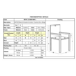 ASTOR Πολυθρόνα Κήπου - Βεράντας, Μέταλλο Βαφή Ανθρακί, Μαξιλάρι Μπεζ - Image 6