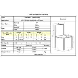 LAVIDA Καρέκλα Τραπεζαρίας Κουζίνας, Μέταλλο Βαφή Λευκό PP Άσπρο - Image 3