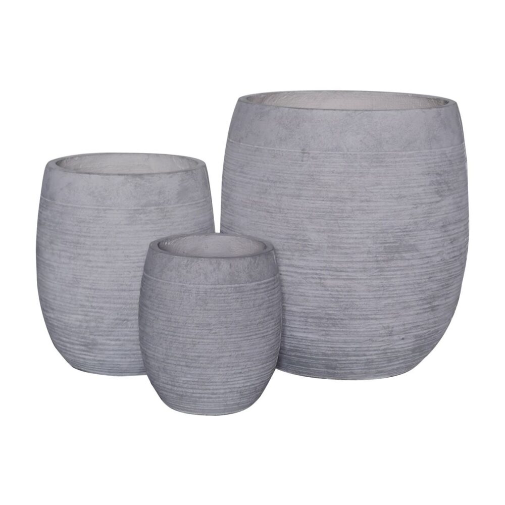 FLOWER POT-8  Set 3 τεμαχίων, Απόχρωση Light Grey Wash - Image 2