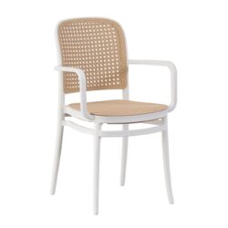 FLORENCE Πολυθρόνα PP Άσπρο, PP Rattan Μπεζ, Στοιβαζόμενη - Image 2