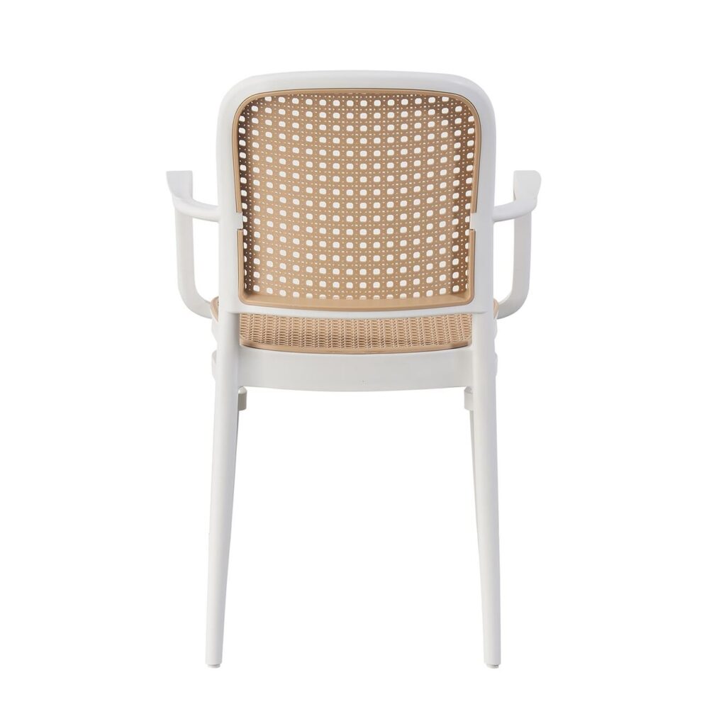 FLORENCE Πολυθρόνα PP Άσπρο, PP Rattan Μπεζ, Στοιβαζόμενη - Image 4