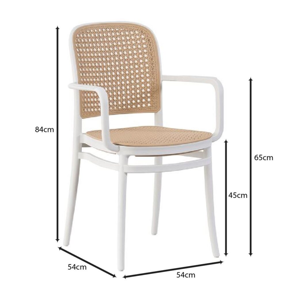 FLORENCE Πολυθρόνα PP Άσπρο, PP Rattan Μπεζ, Στοιβαζόμενη - Image 7