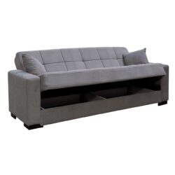 CARSON Καναπές – Κρεβάτι με Αποθηκευτικό Χώρο, 3Θέσιος Ύφασμα Γκρι - Image 4