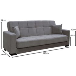 CARSON Καναπές – Κρεβάτι με Αποθηκευτικό Χώρο, 3Θέσιος Ύφασμα Γκρι - Image 7