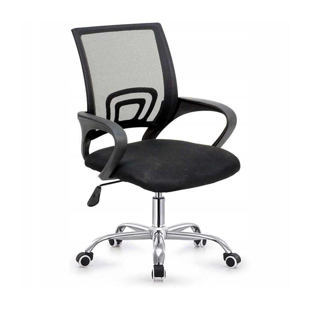 BF2101-W Πολυθρόνα Γραφείου χωρίς Ανάκλιση, Μέταλλο Χρώμιο Mesh Μαύρο - Image 2