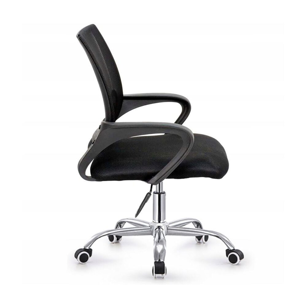 BF2101-W Πολυθρόνα Γραφείου χωρίς Ανάκλιση, Μέταλλο Χρώμιο Mesh Μαύρο - Image 3